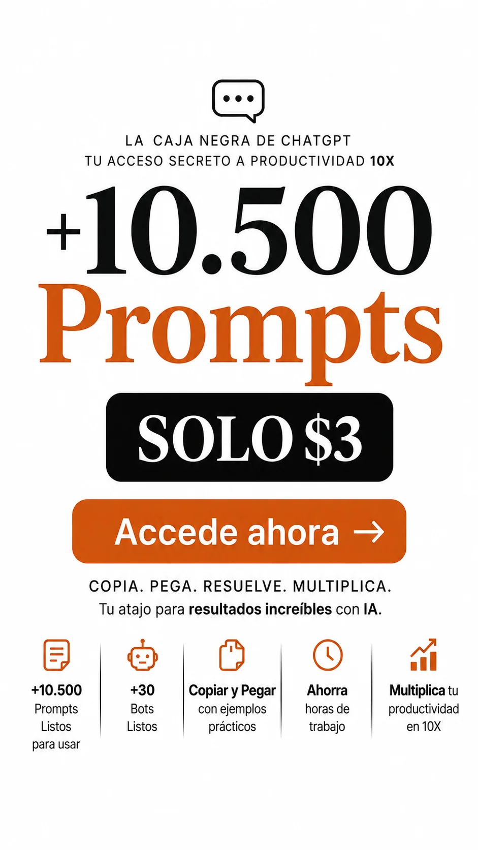Flyer de La Caja Negra de ChatGPT con más de 10.500 prompts